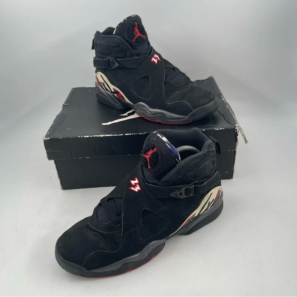Nike Kids Air Jordan 8 Retro Playoffs GS- SZ 7 Y -Black Basketball Shoes Sneaker